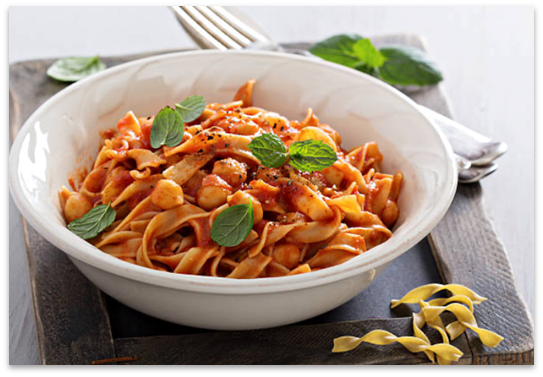 Pasta con garbanzos