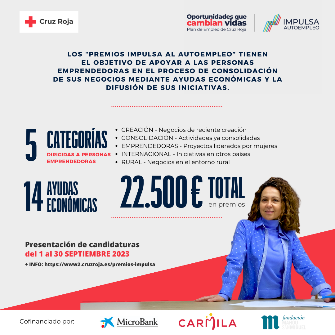 Cruz Roja y sus Premios Impulsa al Autoempleo darán 22.500 euros en su cuarta edición