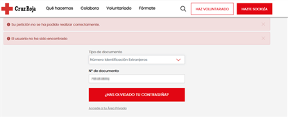 su petición no se ha podido realizar correctamente. El usuario no ha sido encontrado